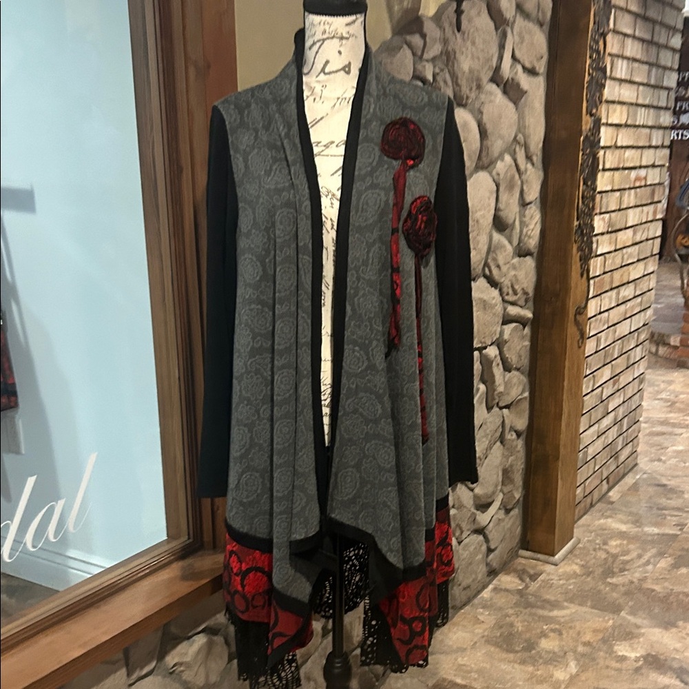 NWT Women's Rosette Open Drape Cardigan Sweater